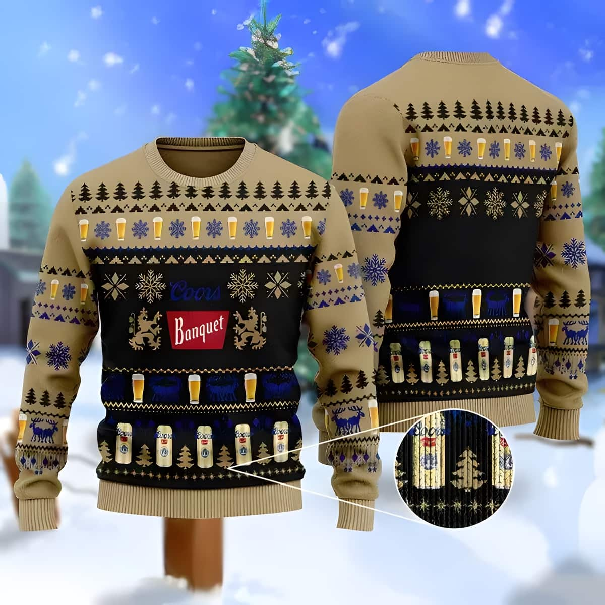 Christmas Pattern Coors Banquet Ugly Christmas Sweater For Beer Lovers