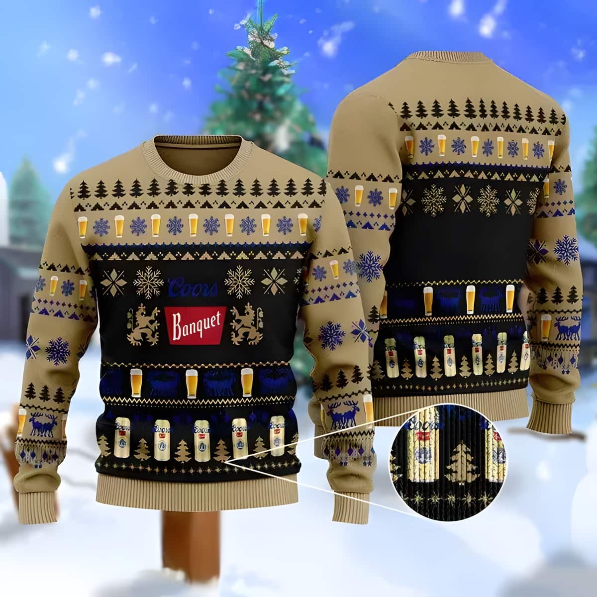 Christmas Pattern Coors Banquet Ugly Christmas Sweater For Beer Lovers Christmas Pattern Coors Banquet Ugly Christmas Sweater For Beer Lovers