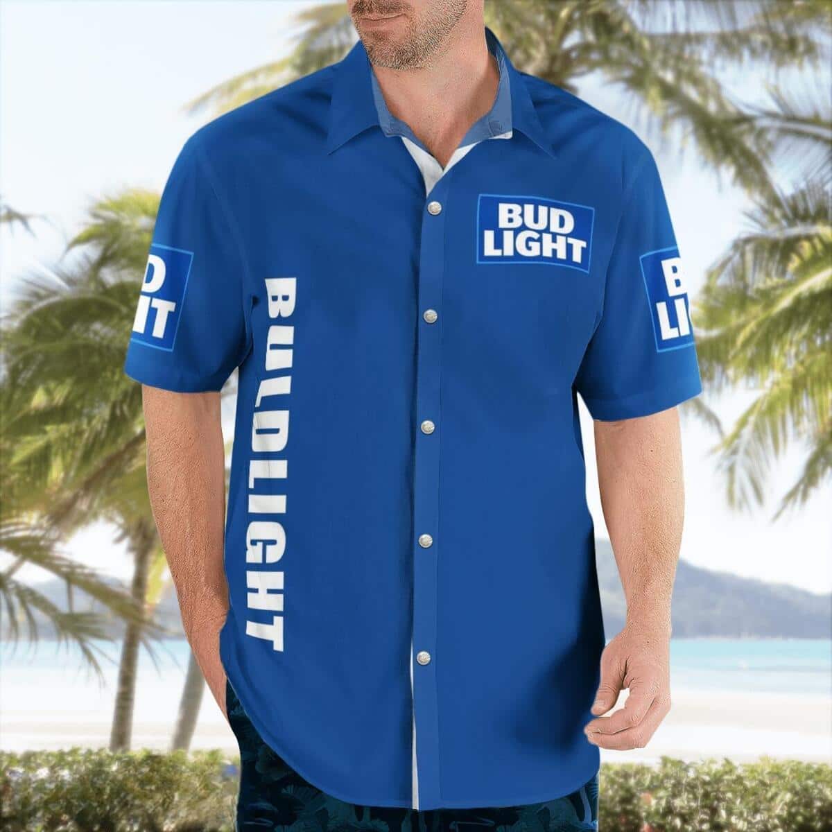 Blue Aloha Bud Light Hawaiian Shirt Beer Lovers Gift Blue Aloha Bud Light Hawaiian Shirt Beer Lovers Gift