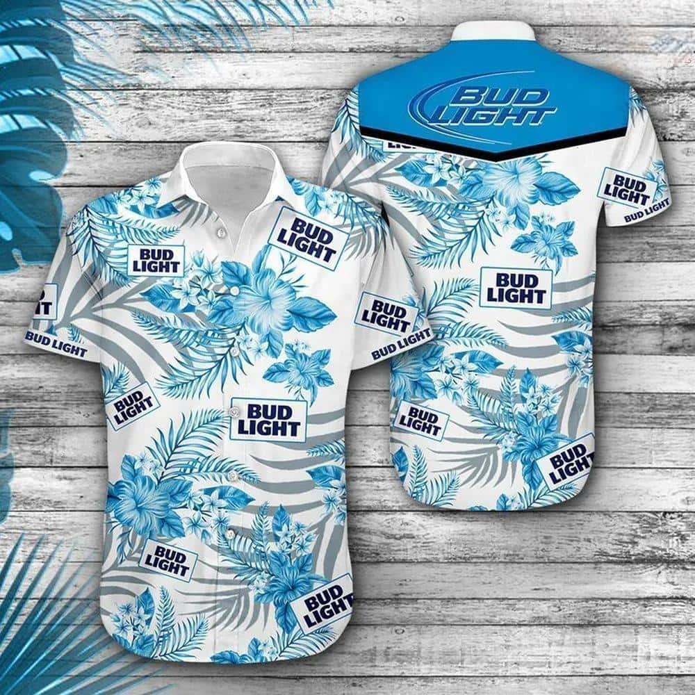 Bud Light Hawaiian Shirt Blue Tropical Flowers Perfect Gift For Beer Lovers Bud Light Hawaiian Shirt Blue Tropical Flowers Perfect Gift For Beer Lovers