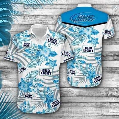 Bud Light Hawaiian Shirt Blue Tropical Flowers Perfect Gift For Beer Lovers Bud Light Hawaiian Shirt Blue Tropical Flowers Perfect Gift For Beer Lovers