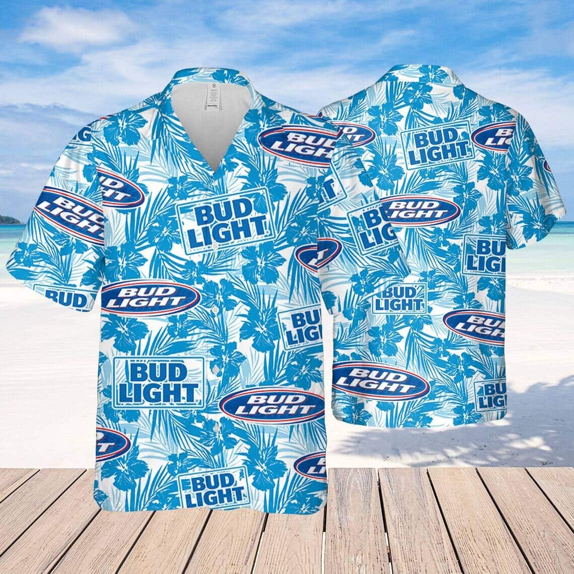 Bud Light Beer Hawaiian Shirt Tropical Flower Pattern All Over Print Bud Light Beer Hawaiian Shirt Tropical Flower Pattern All Over Print
