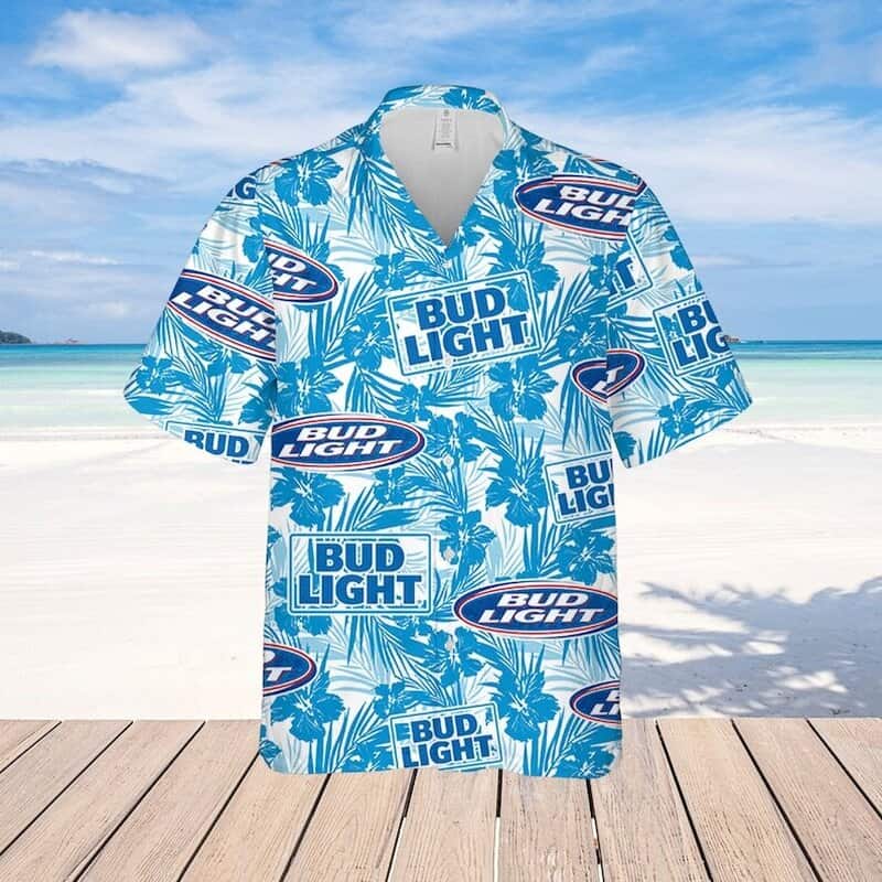 Bud Light Beer Hawaiian Shirt Tropical Flower Pattern All Over Print Bud Light Beer Hawaiian Shirt Tropical Flower Pattern All Over Print