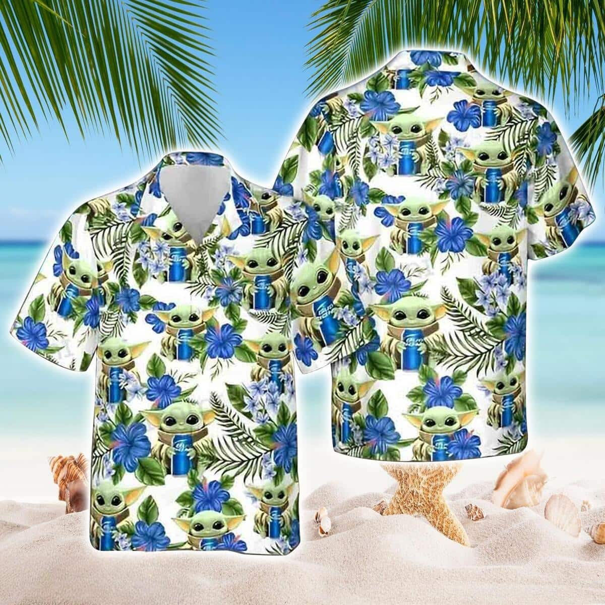 Baby Yoda Loves Bud Light Beer Hawaiian Shirt