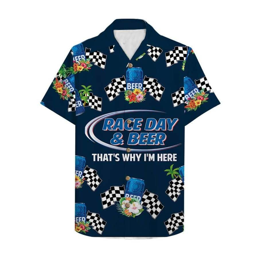 Race Day And Bud Light Beer Hawaiian Shirt Tropical Flowers