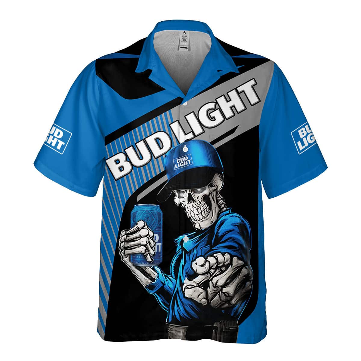 Skeleton With Bud Light Beer Hawaiian Shirt Skeleton With Bud Light Beer Hawaiian Shirt