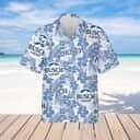 Busch Light Beer Hawaiian Shirt Tropical Flower Pattern