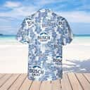 Busch Light Beer Hawaiian Shirt Tropical Flower Pattern