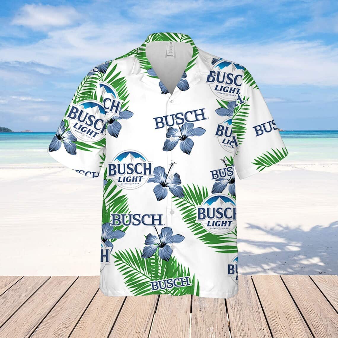 Busch Light Hawaiian Shirt Hibiscus Flower Pattern Busch Light Hawaiian Shirt Hibiscus Flower Pattern