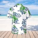 Busch Light Hawaiian Shirt Hibiscus Flower Pattern