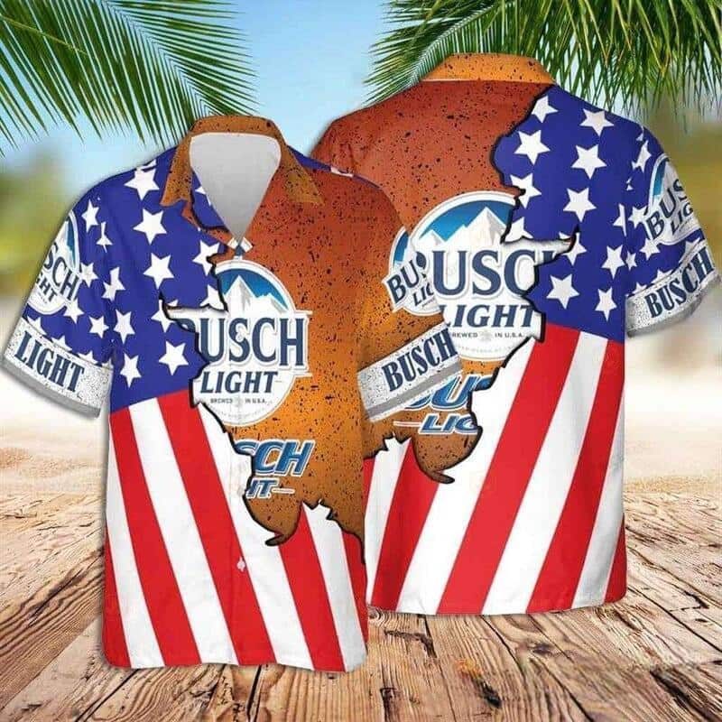 Busch Light Hawaiian Shirt US Flag Beer Lovers Gift Busch Light Hawaiian Shirt US Flag Beer Lovers Gift