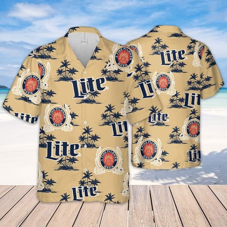Miller Lite Hawaiian Shirt Island Pattern Beer Lovers Gift Miller Lite Hawaiian Shirt Island Pattern Beer Lovers Gift