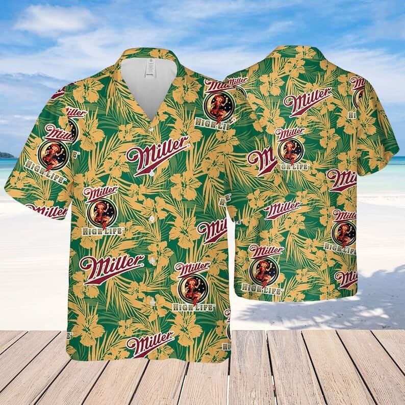 Miller High Life Hawaiian Shirt Tropical Flower Pattern Gift For Beer Lovers Miller High Life Hawaiian Shirt Tropical Flower Pattern Gift For Beer Lovers