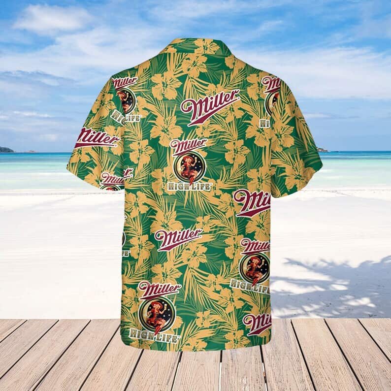 Miller High Life Hawaiian Shirt Tropical Flower Pattern Gift For Beer Lovers Miller High Life Hawaiian Shirt Tropical Flower Pattern Gift For Beer Lovers