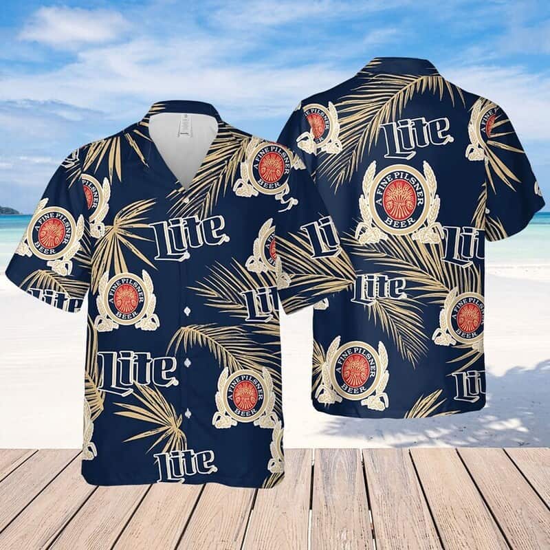 Miller Lite Beer Hawaiian Shirt Palm Leaves Pattern Beach Lovers Gift Miller Lite Beer Hawaiian Shirt Palm Leaves Pattern Beach Lovers Gift