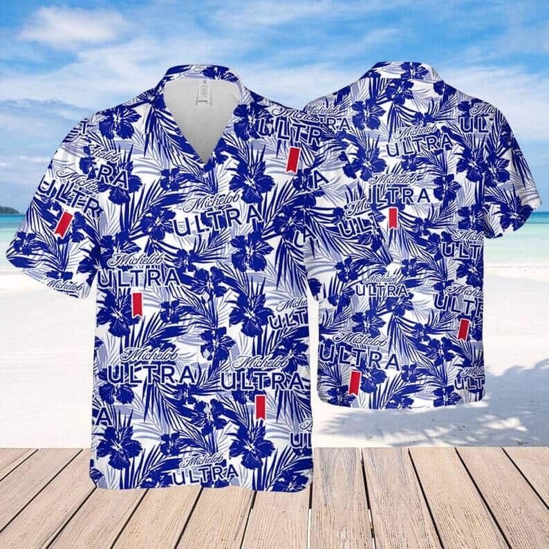 Michelob Ultra Hawaiian Shirt Tropical Flower Pattern Beach Gift For Beer Lovers