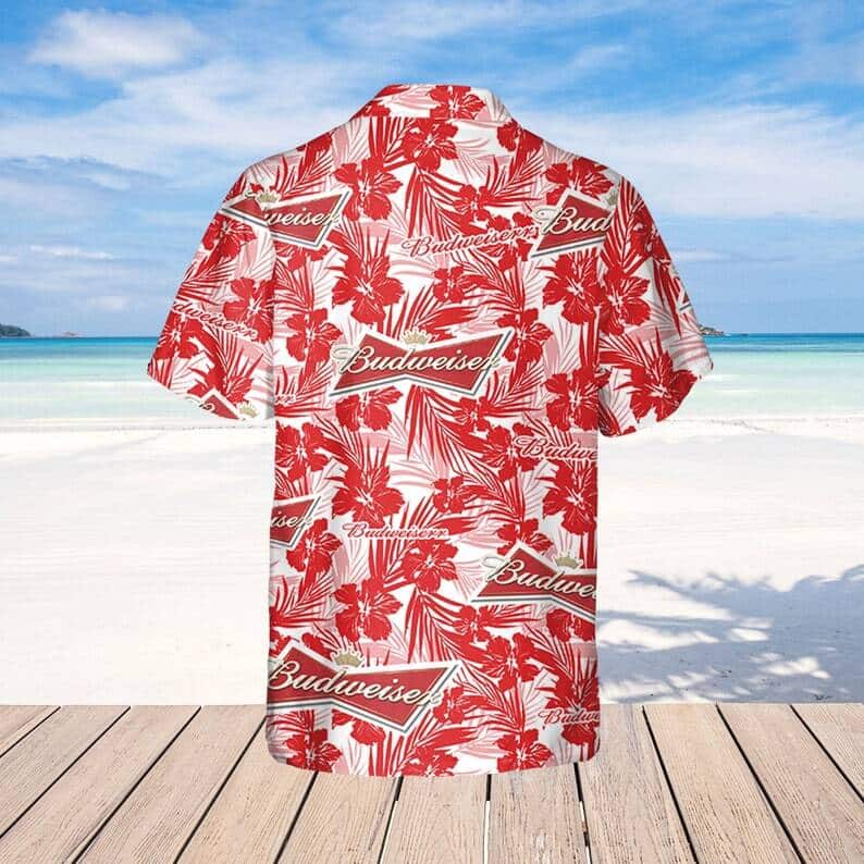 Budweiser Hawaiian Shirt Tropical Flower Pattern Gift For Beach Trip Budweiser Hawaiian Shirt Tropical Flower Pattern Gift For Beach Trip
