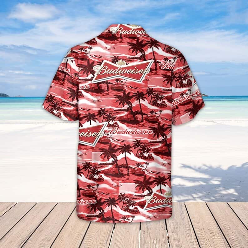 Vintage Budweiser Hawaiian Shirt Sea Island Pattern Vintage Budweiser Hawaiian Shirt Sea Island Pattern