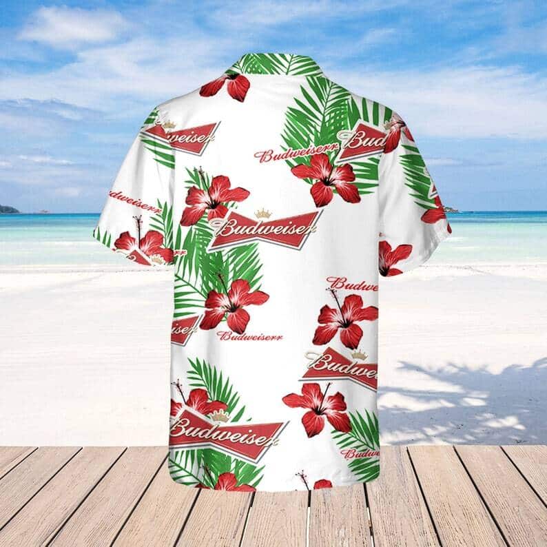 Budweiser Beer Hawaiian Shirt Hibiscus Flower Pattern Budweiser Beer Hawaiian Shirt Hibiscus Flower Pattern