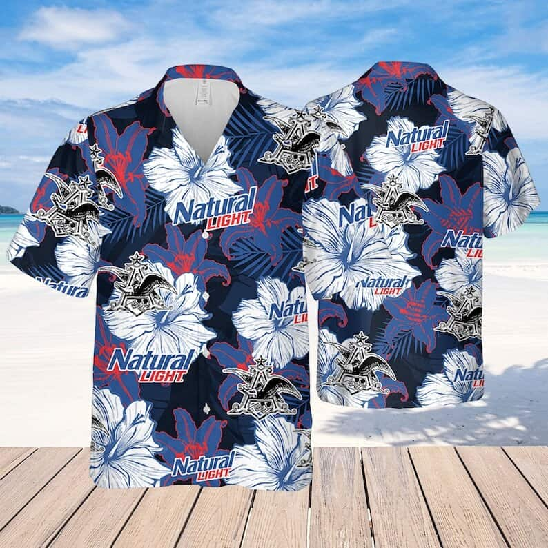 Natural Light Hawaiian Shirt Tropical Flower Pattern Beach Gift For Friend