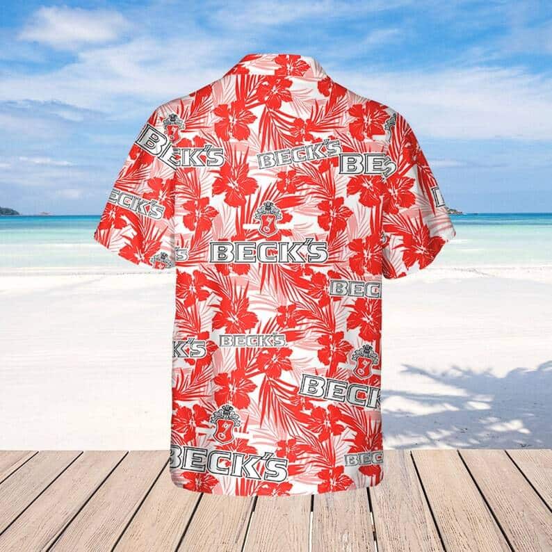 Beck's Beer Tropical Flower Pattern Hawaiian Shirt Beck's Beer Tropical Flower Pattern Hawaiian Shirt