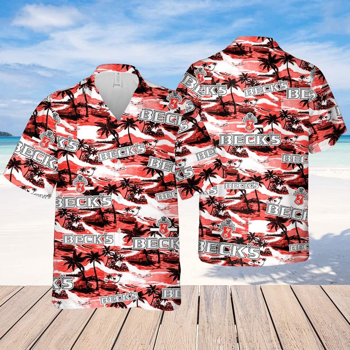 Beck's Beer Island Pattern Hawaiian Shirt Beck's Beer Island Pattern Hawaiian Shirt