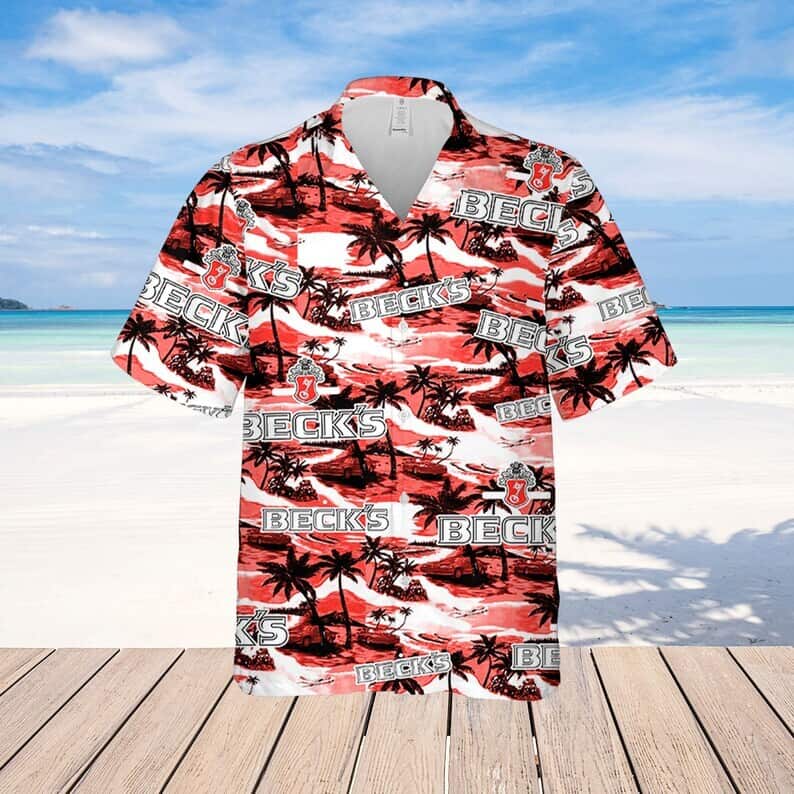 Beck's Beer Island Pattern Hawaiian Shirt Beck's Beer Island Pattern Hawaiian Shirt