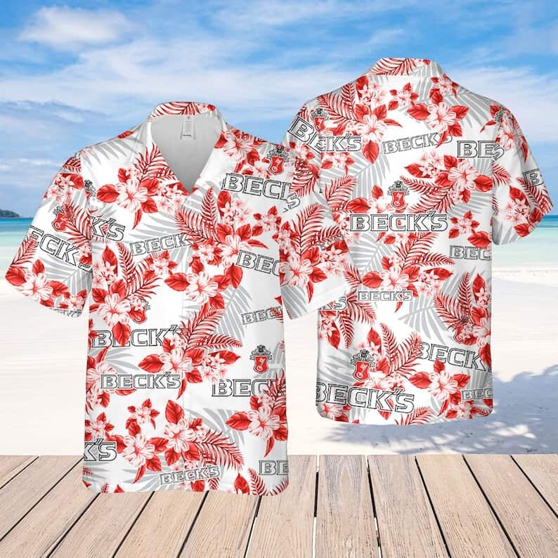 Beck's Beer Tropical Flower Pattern Hawaiian Shirt Beach Lovers Gift Beck's Beer Tropical Flower Pattern Hawaiian Shirt Beach Lovers Gift