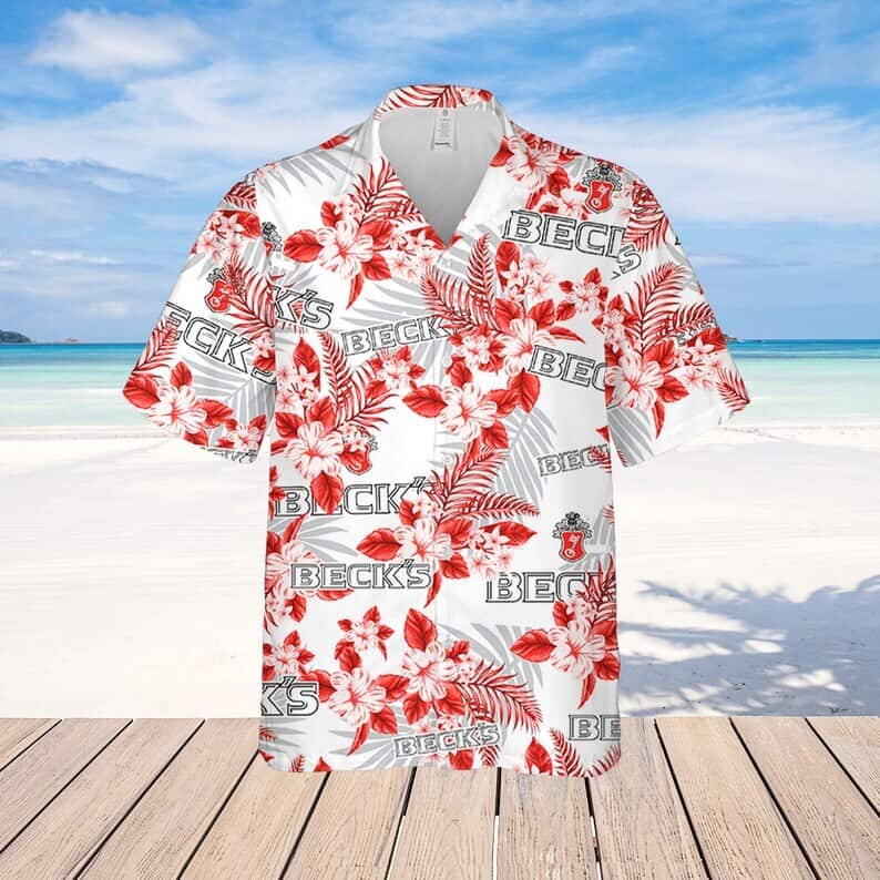 Beck's Beer Tropical Flower Pattern Hawaiian Shirt Beach Lovers Gift Beck's Beer Tropical Flower Pattern Hawaiian Shirt Beach Lovers Gift