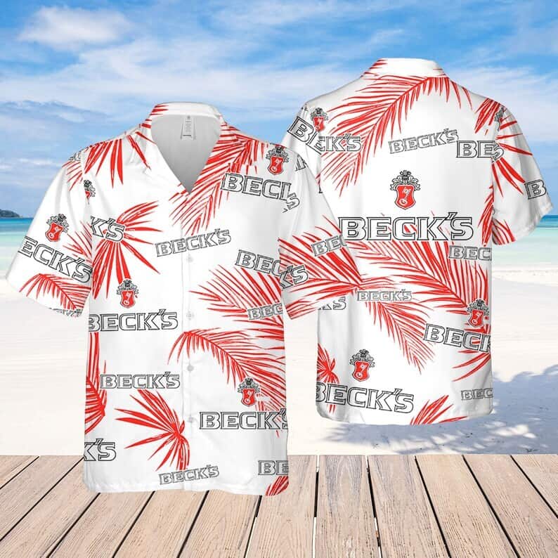 Beck's Beer Palm Leaves Pattern Hawaiian Shirt Beck's Beer Palm Leaves Pattern Hawaiian Shirt