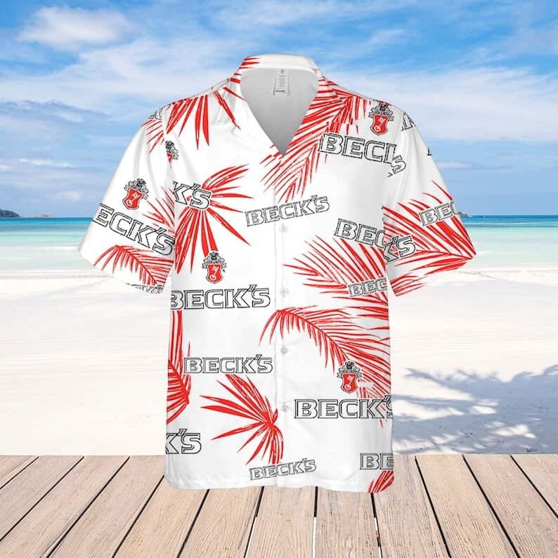 Beck's Beer Palm Leaves Pattern Hawaiian Shirt Beck's Beer Palm Leaves Pattern Hawaiian Shirt