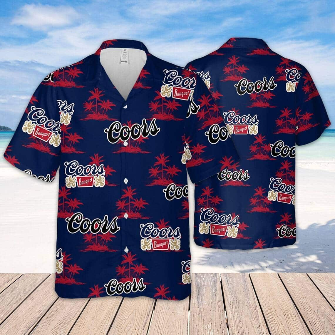 Coors Banquet Beer Island Pattern Hawaiian Shirt