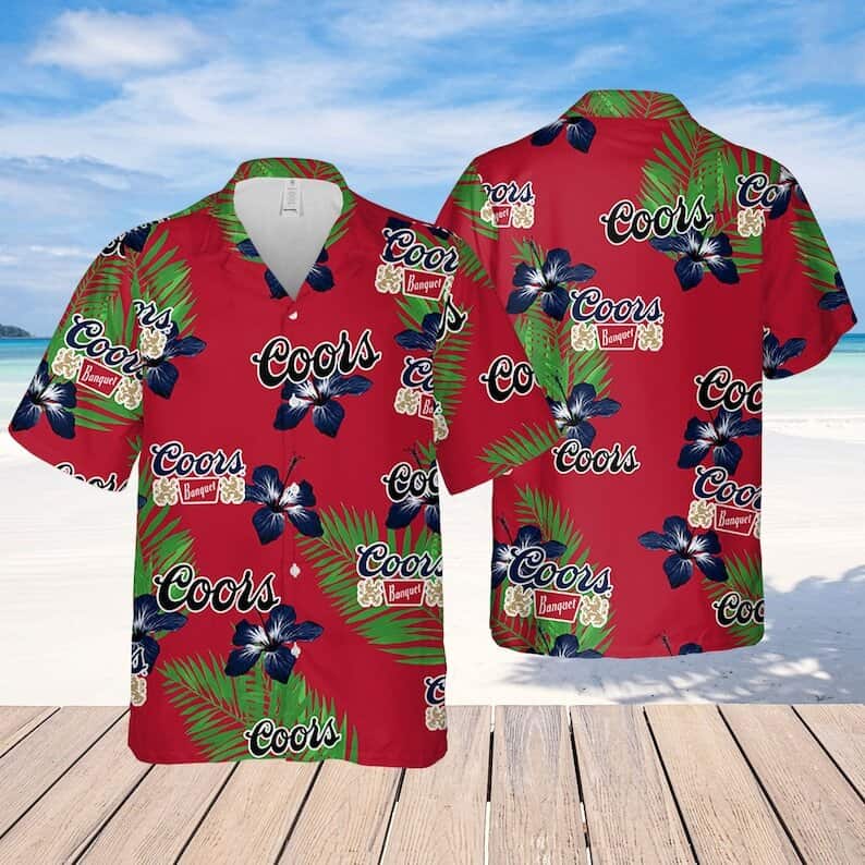 Coors Banquet Beer Hibiscus Flower And Palm Leaves Pattern Hawaiian Shirt Coors Banquet Beer Hibiscus Flower And Palm Leaves Pattern Hawaiian Shirt