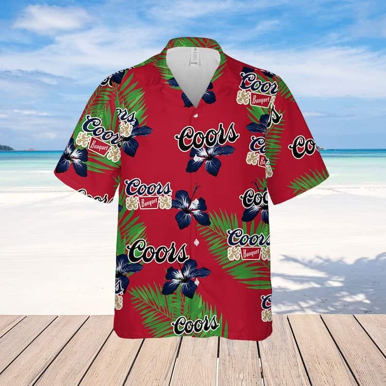 Coors Banquet Beer Hibiscus Flower And Palm Leaves Pattern Hawaiian Shirt Coors Banquet Beer Hibiscus Flower And Palm Leaves Pattern Hawaiian Shirt