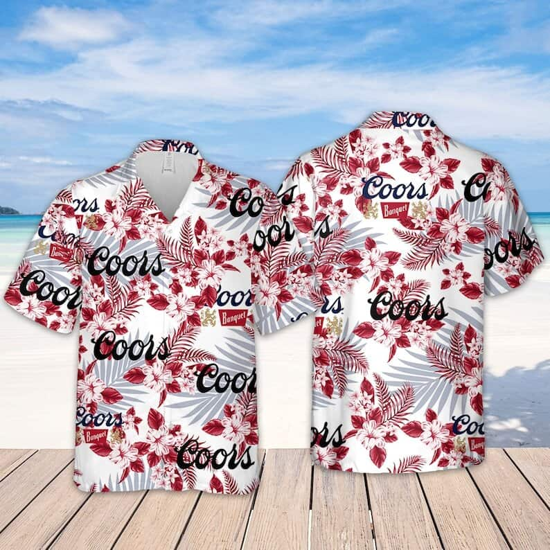 Coors Banquet Beer Flower Pattern Hawaiian Shirt