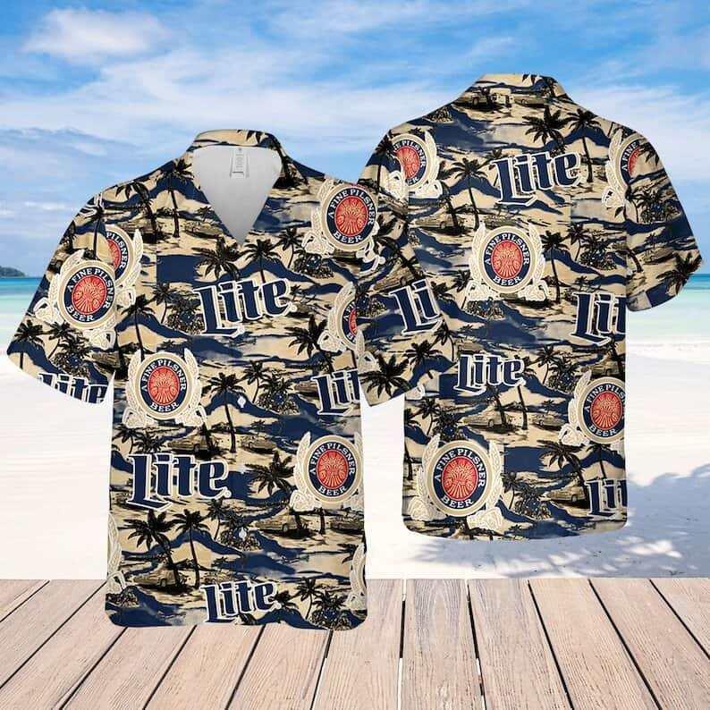 Miller Lite Beer Hawaiian Shirt Island Pattern