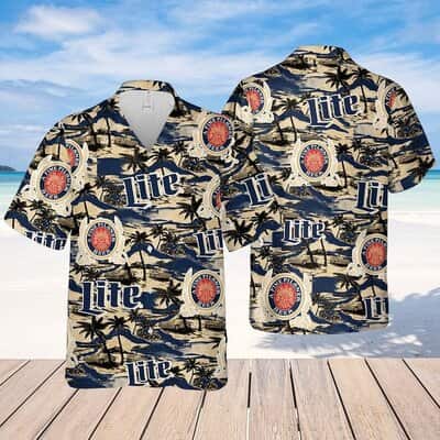 Miller Lite Beer Hawaiian Shirt Island Pattern Miller Lite Beer Hawaiian Shirt Island Pattern