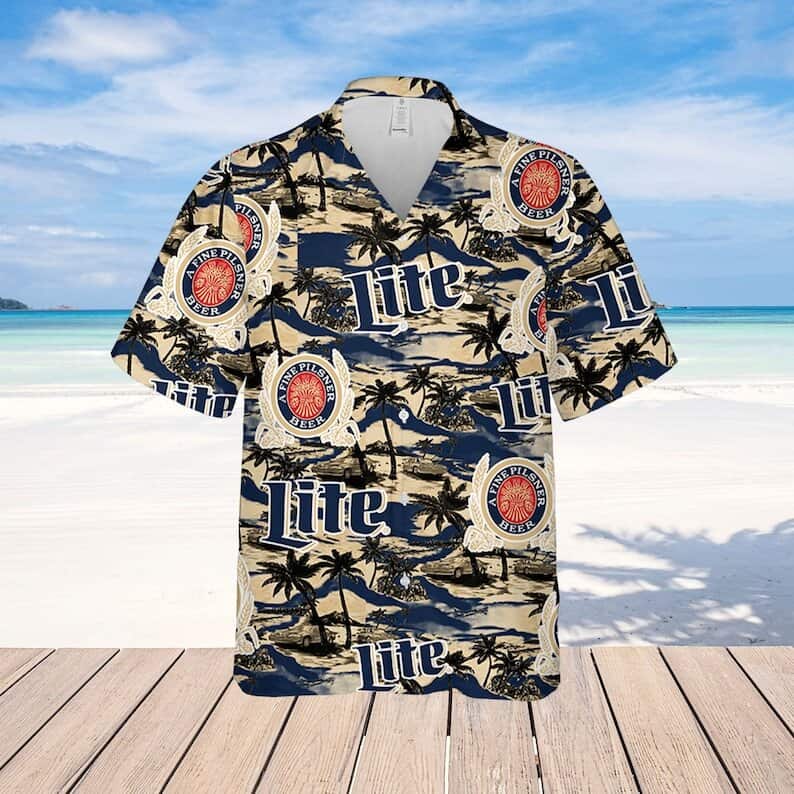 Miller Lite Beer Hawaiian Shirt Island Pattern Miller Lite Beer Hawaiian Shirt Island Pattern