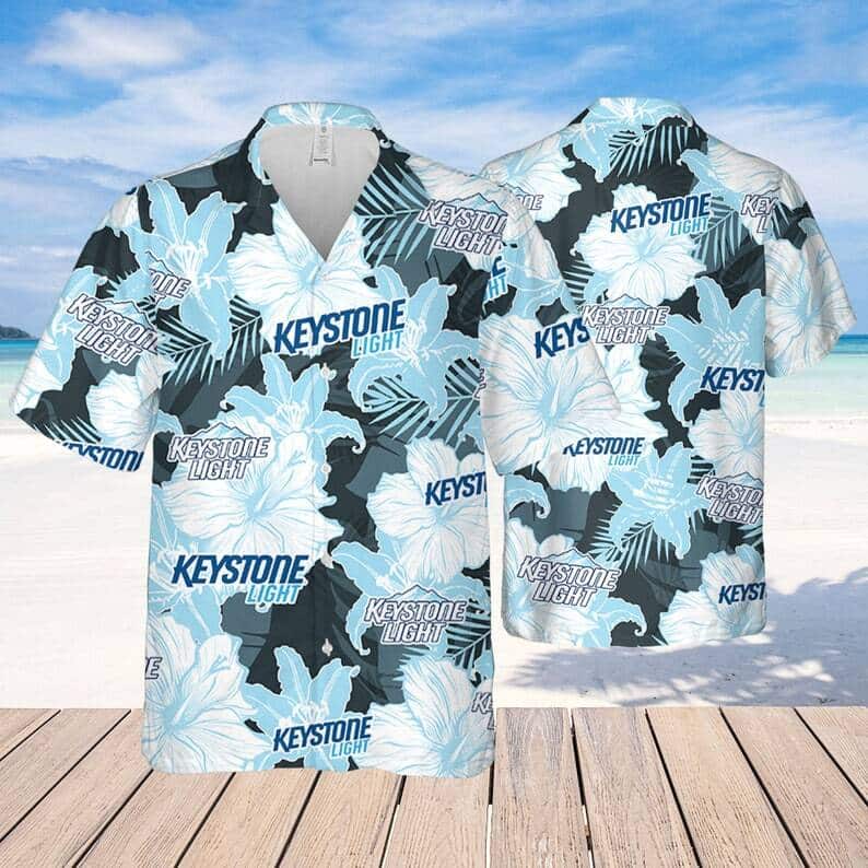 Keystone Light Beer Floral Pattern Hawaiian Shirt Keystone Light Beer Floral Pattern Hawaiian Shirt