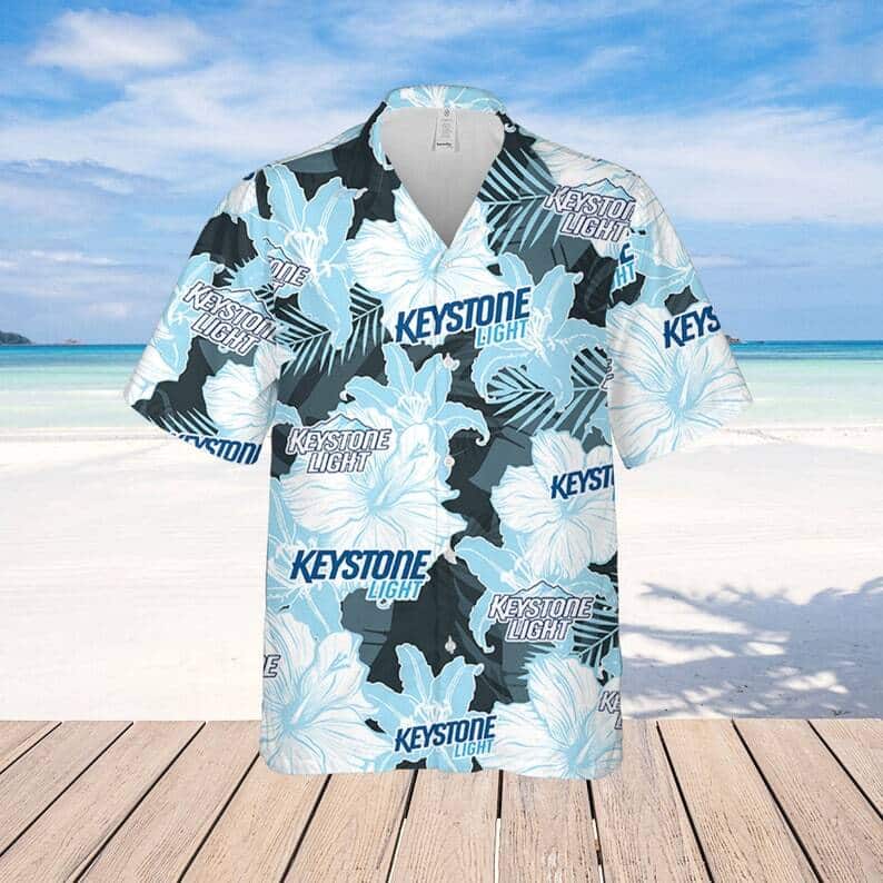 Keystone Light Beer Floral Pattern Hawaiian Shirt Keystone Light Beer Floral Pattern Hawaiian Shirt