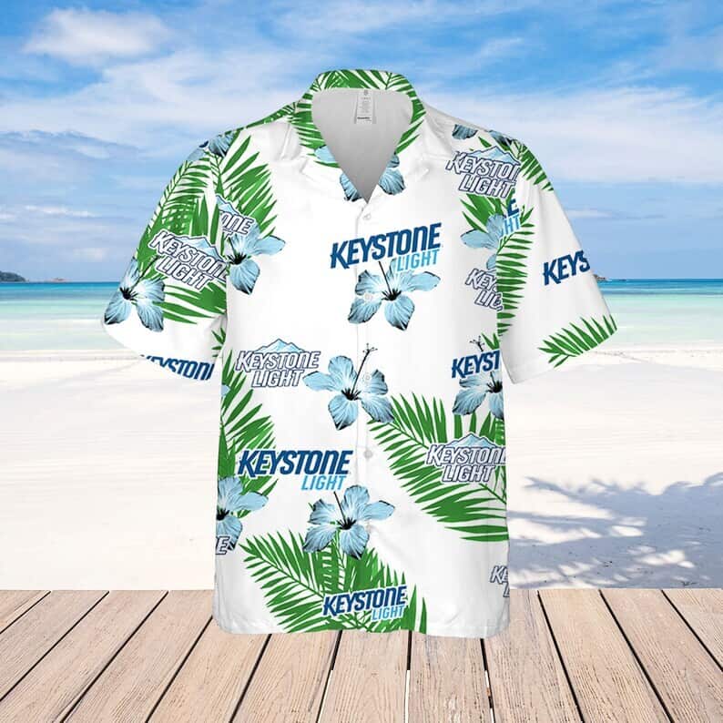 Keystone Light Hibiscus Flower Pattern Hawaiian Shirt Beach Gift For Beer Lovers Keystone Light Hibiscus Flower Pattern Hawaiian Shirt Beach Gift For Beer Lovers
