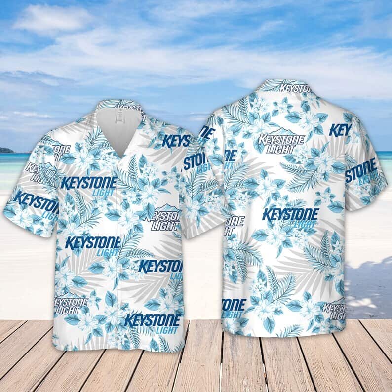 Keystone Light Beer Tropical Flower Pattern Hawaiian Shirt Gift For Beach Trip Keystone Light Beer Tropical Flower Pattern Hawaiian Shirt Gift For Beach Trip