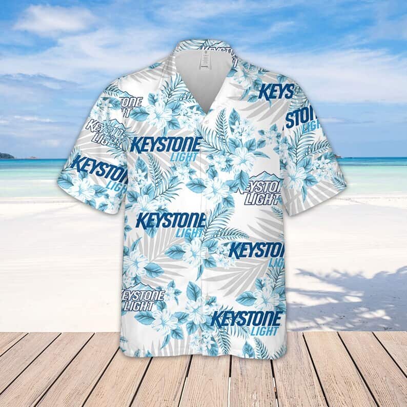 Keystone Light Beer Tropical Flower Pattern Hawaiian Shirt Gift For Beach Trip Keystone Light Beer Tropical Flower Pattern Hawaiian Shirt Gift For Beach Trip
