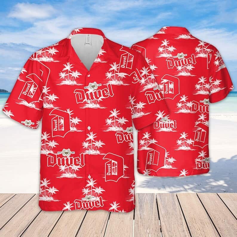 Duvel Beer Hawaiian Shirt Coconut Island Pattern Duvel Beer Hawaiian Shirt Coconut Island Pattern