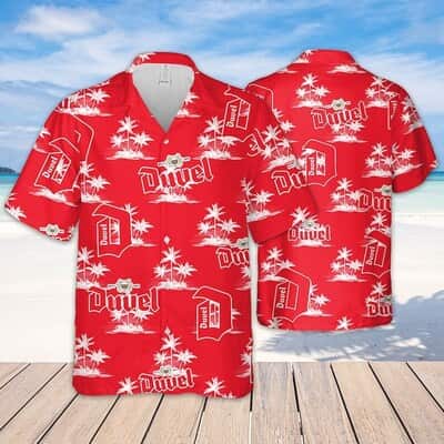 Duvel Beer Hawaiian Shirt Coconut Island Pattern Duvel Beer Hawaiian Shirt Coconut Island Pattern