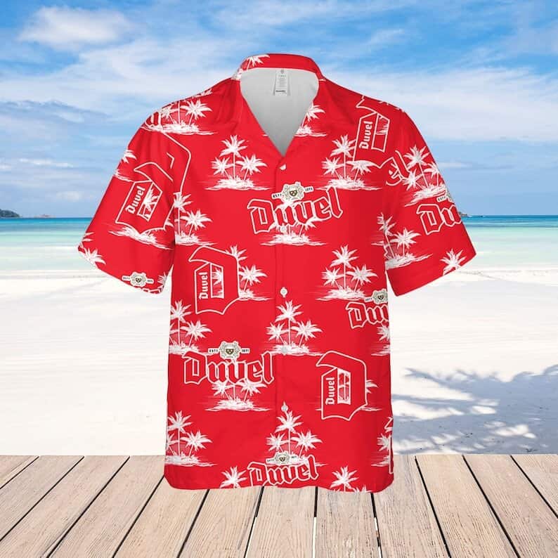 Duvel Beer Hawaiian Shirt Coconut Island Pattern Duvel Beer Hawaiian Shirt Coconut Island Pattern