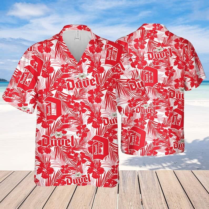 Duvel Beer Hawaiian Shirt Tropical Flower Pattern Duvel Beer Hawaiian Shirt Tropical Flower Pattern