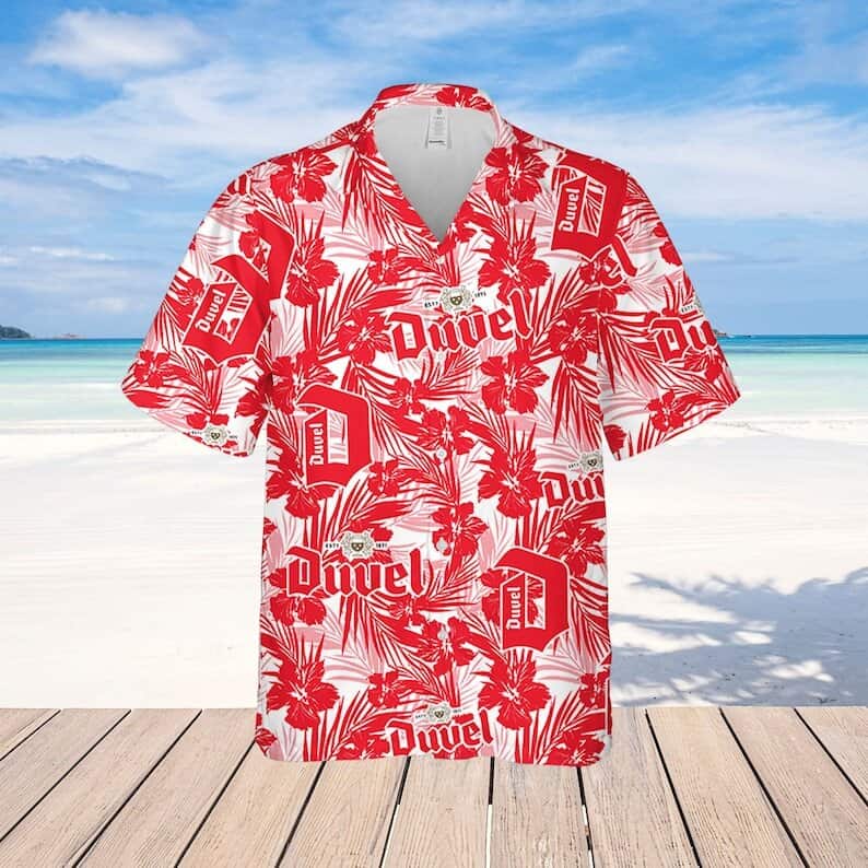 Duvel Beer Hawaiian Shirt Tropical Flower Pattern