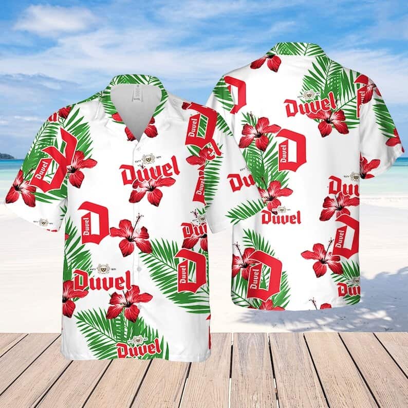 Duvel Beer Hibiscus Flower Pattern Hawaiian Shirt Beach Lovers Gift Duvel Beer Hibiscus Flower Pattern Hawaiian Shirt Beach Lovers Gift