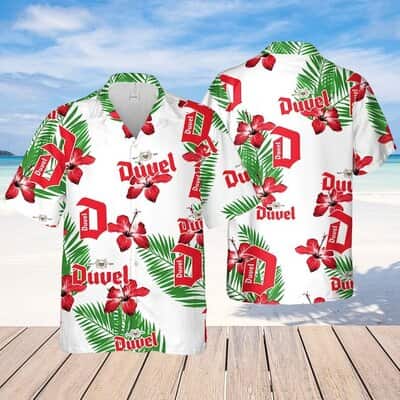 Duvel Beer Hibiscus Flower Pattern Hawaiian Shirt Beach Lovers Gift